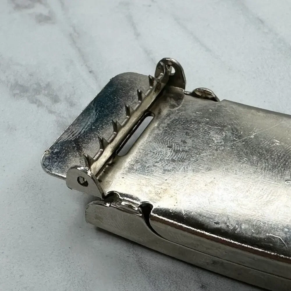 Silver Tone Web Clamp Military Style Slide Belt Buckle Simple Basic Unisex ✨
